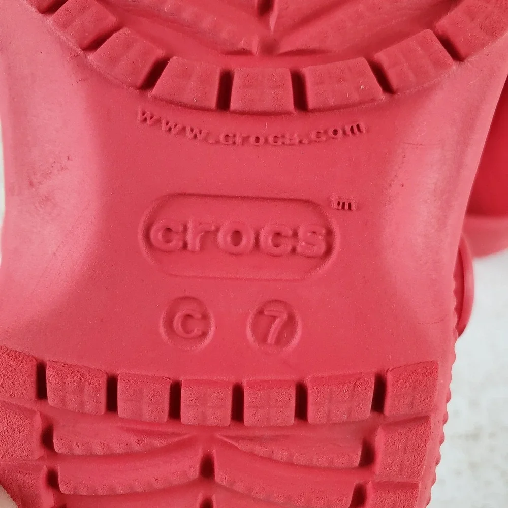 Crocs Classic Clog Kids Sz 7 C7 Red Rubber Round Toe Comfort Slip On Slingback